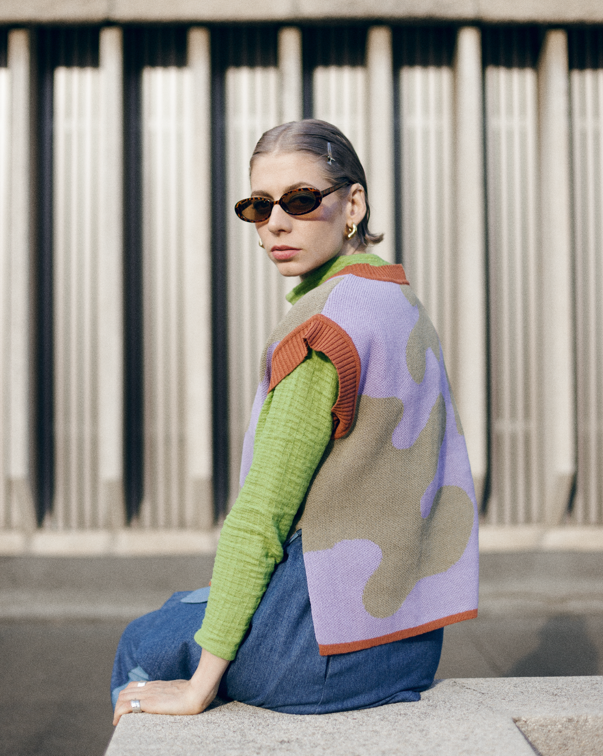 NONNA - Knitted Vest  - Fig