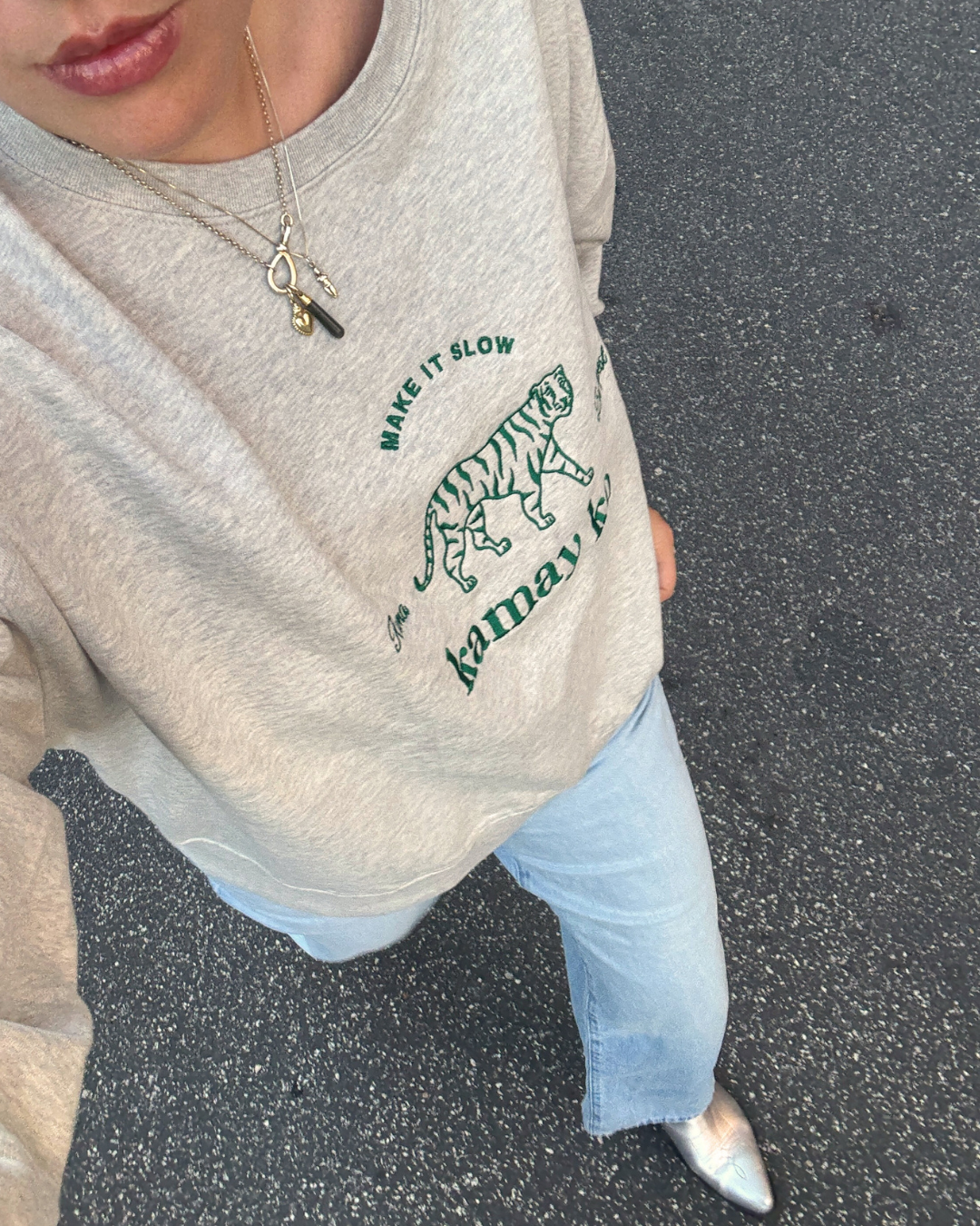 TIGER POWER - Women Sweatshirt - Light Grey