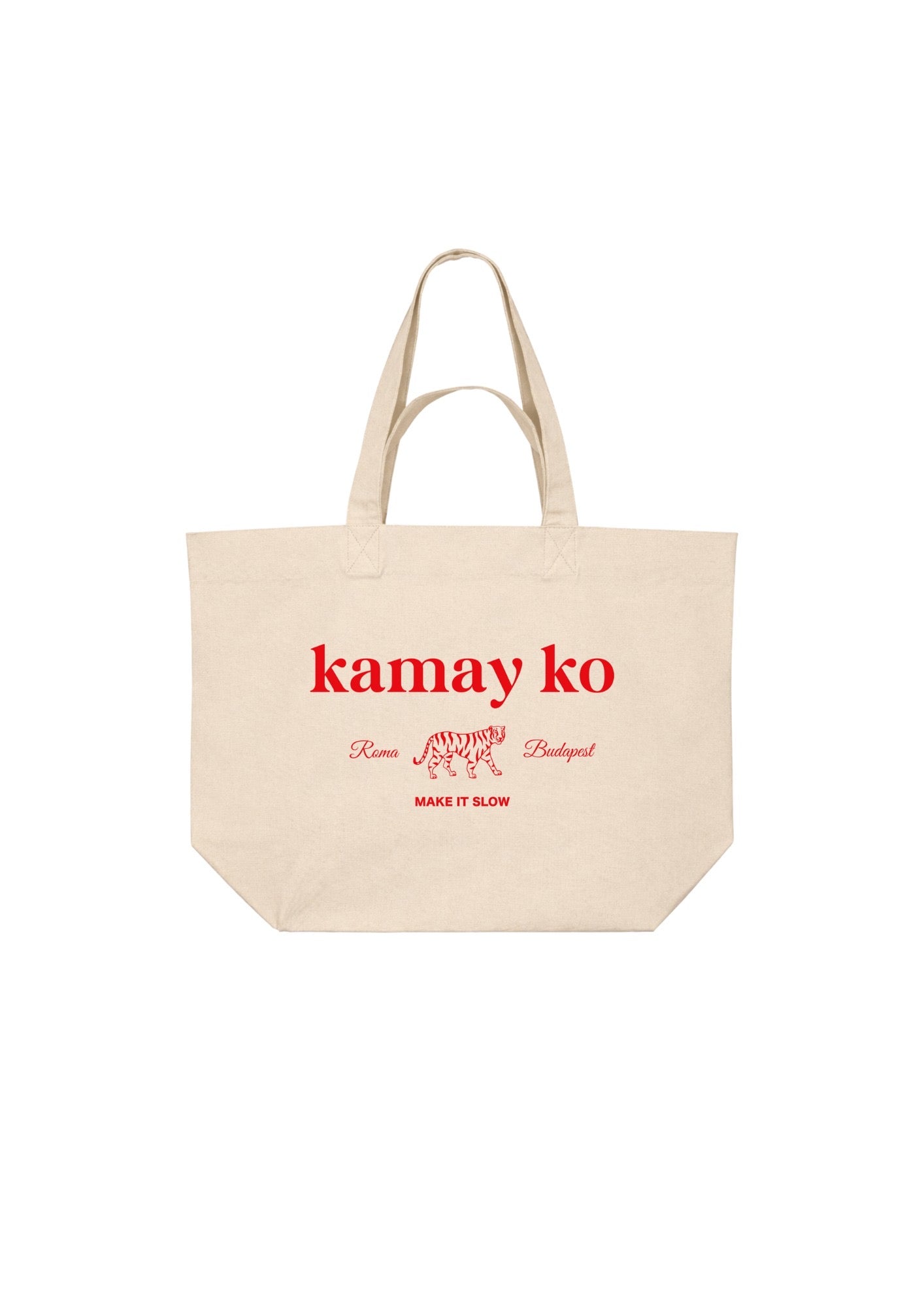 TIGER POWER - Cream canvas shopper