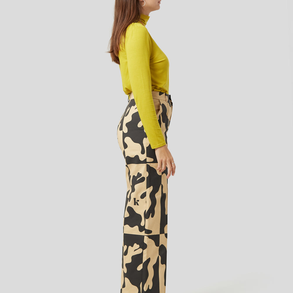 DIANA - -Women Trousers - Coral B&W