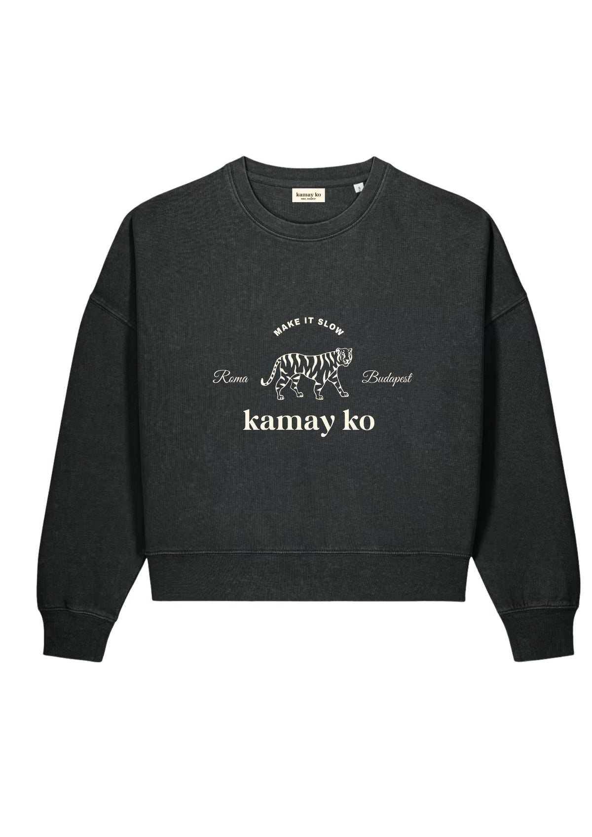 TIGER POWER - Women Sweatshirt - Dyed Black