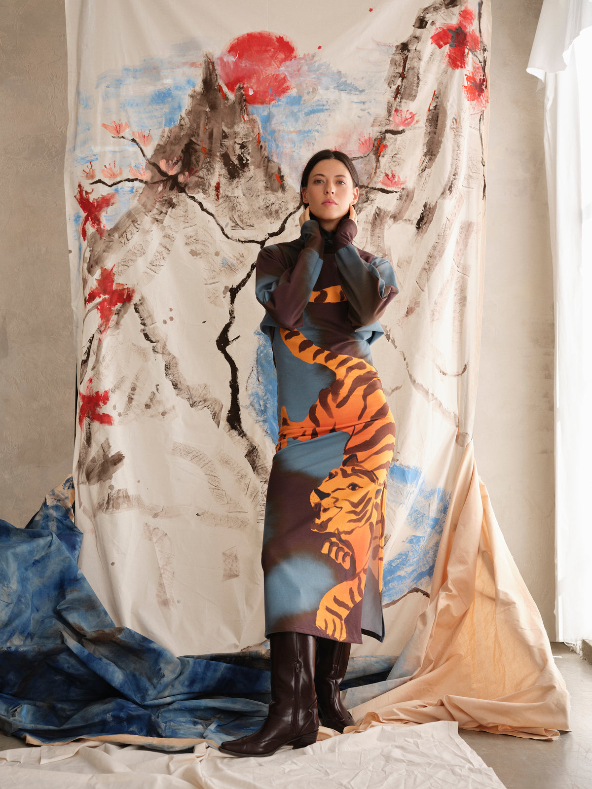 TORA - Turtleneck Dress - Tiger