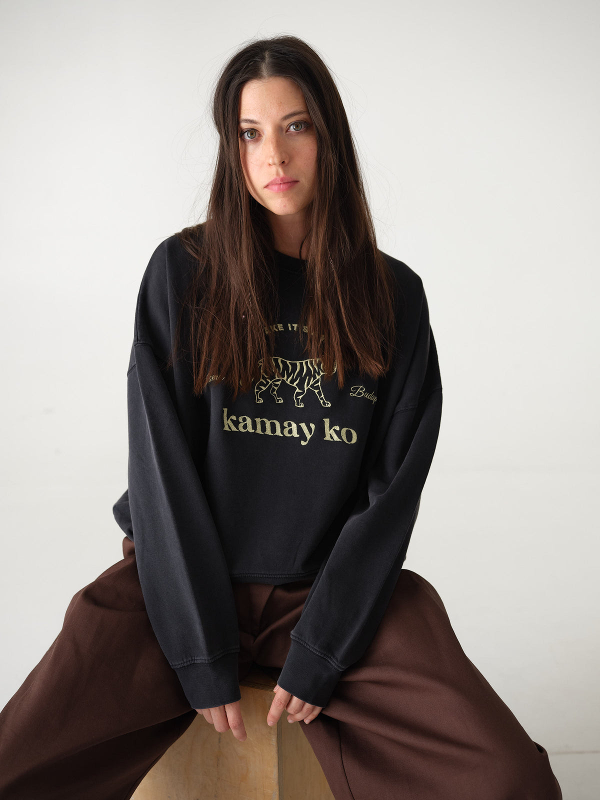 TIGER POWER - Women Sweatshirt - Dyed Black