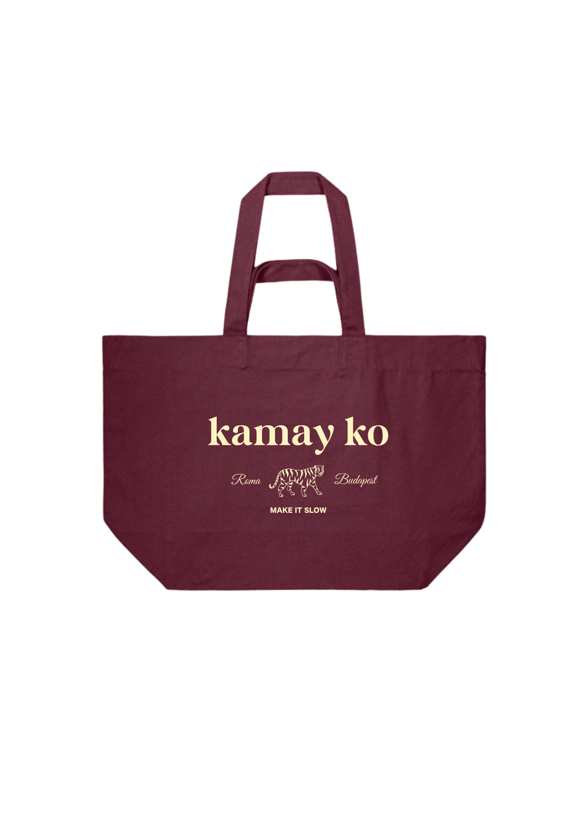 TIGER POWER - Plum canvas shopper