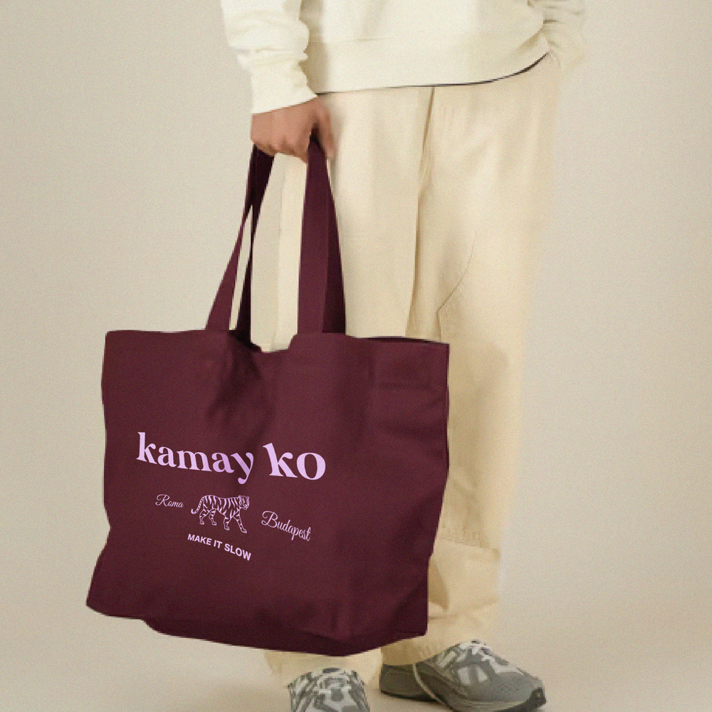 TIGER POWER - Burgundy canvas shopper