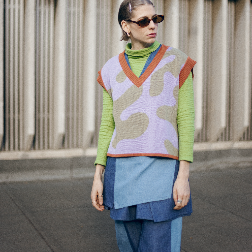 NONNA - Knitted Vest  - Fig