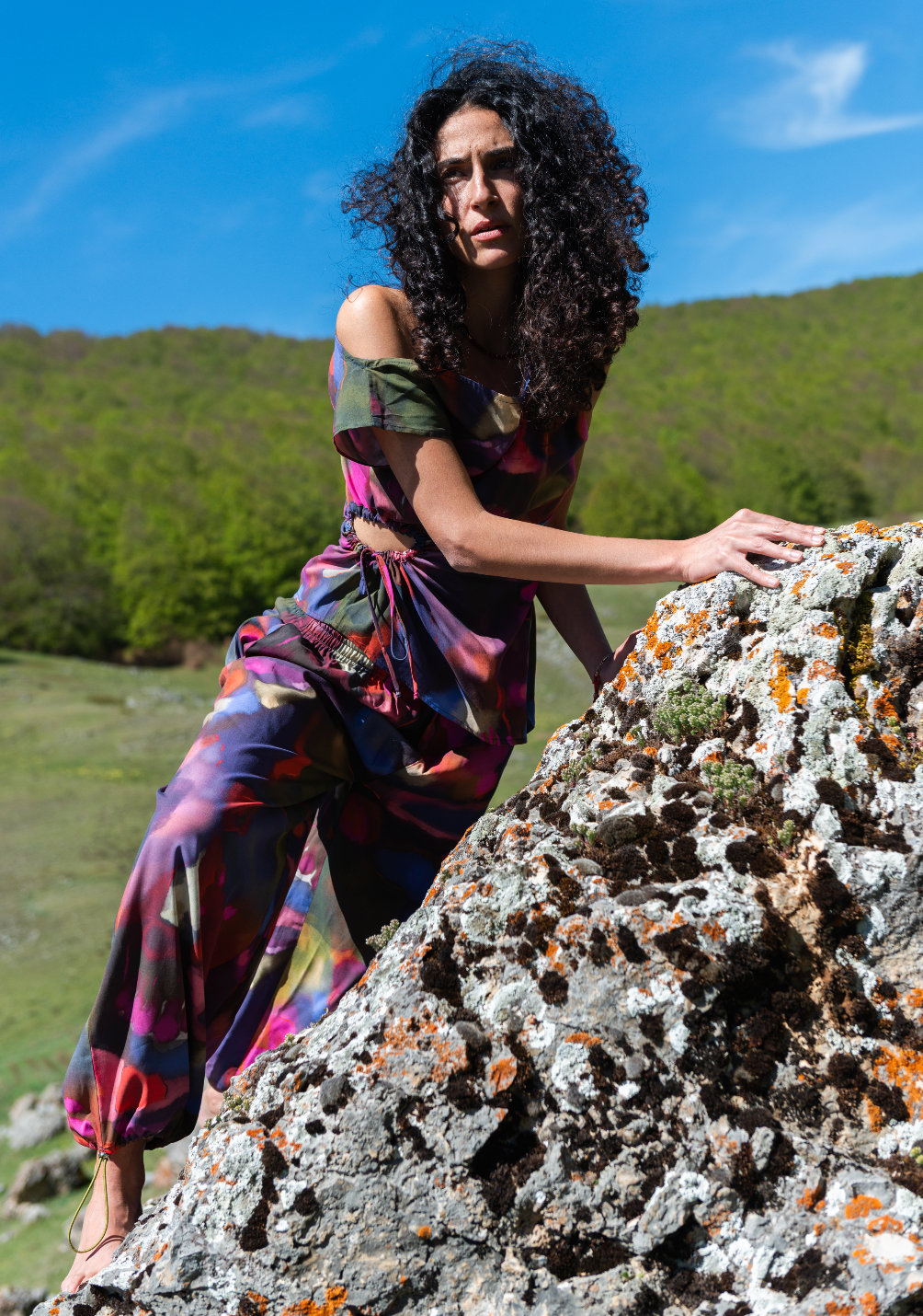 VULCANA - Off-Shoulder Top - Abstract