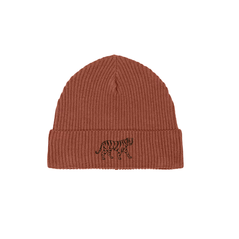 TIGER POWER - Knitted Beanie - Terracotta
