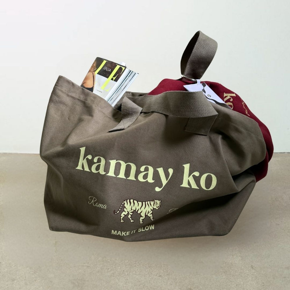 TIGER POWER - Grey canvas shopper