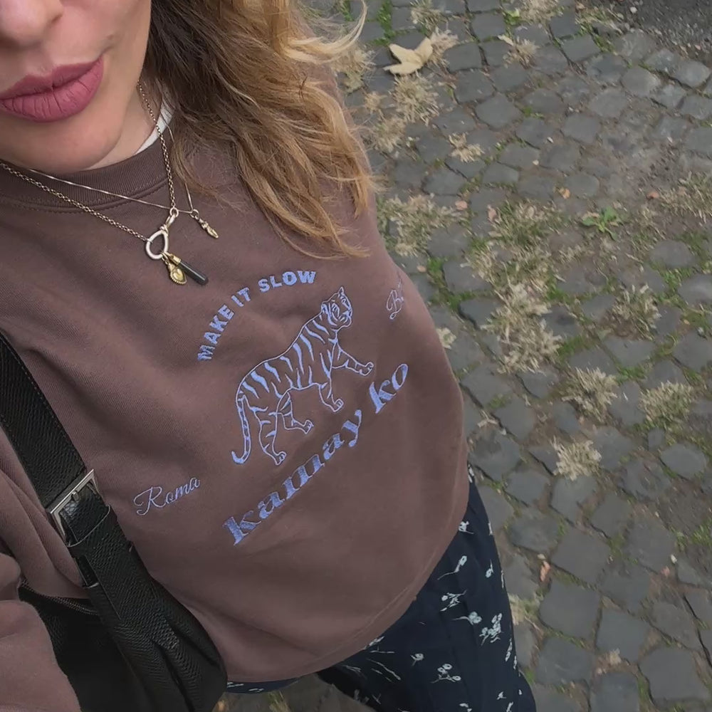 
                      
                        Load and play video in Gallery viewer, TIGER POWER - Women Sweatshirt - Mocha
                      
                    