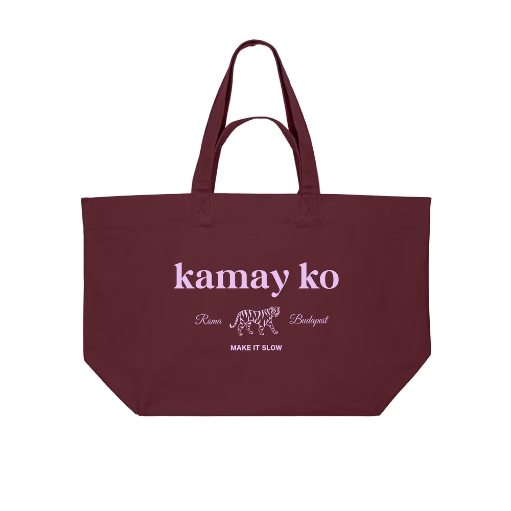 TIGER POWER - Burgundy canvas shopper