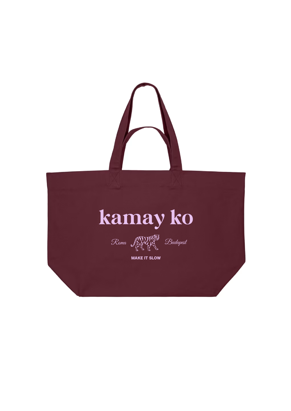 TIGER POWER - Burgundy canvas shopper