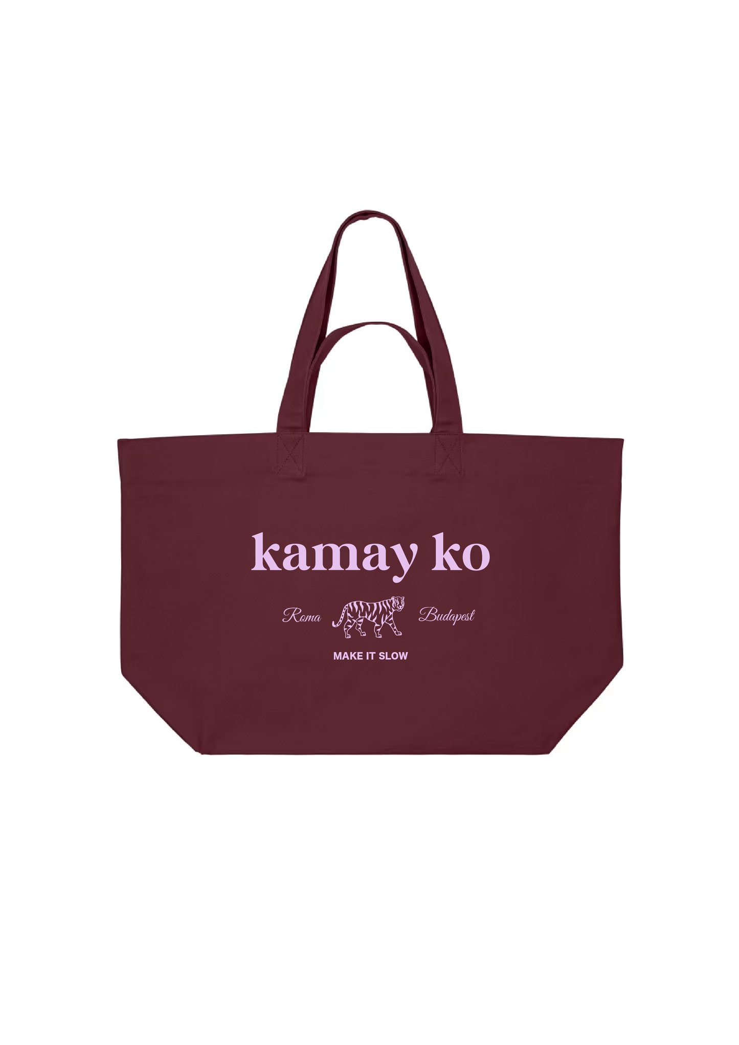 TIGER POWER - Burgundy canvas shopper
