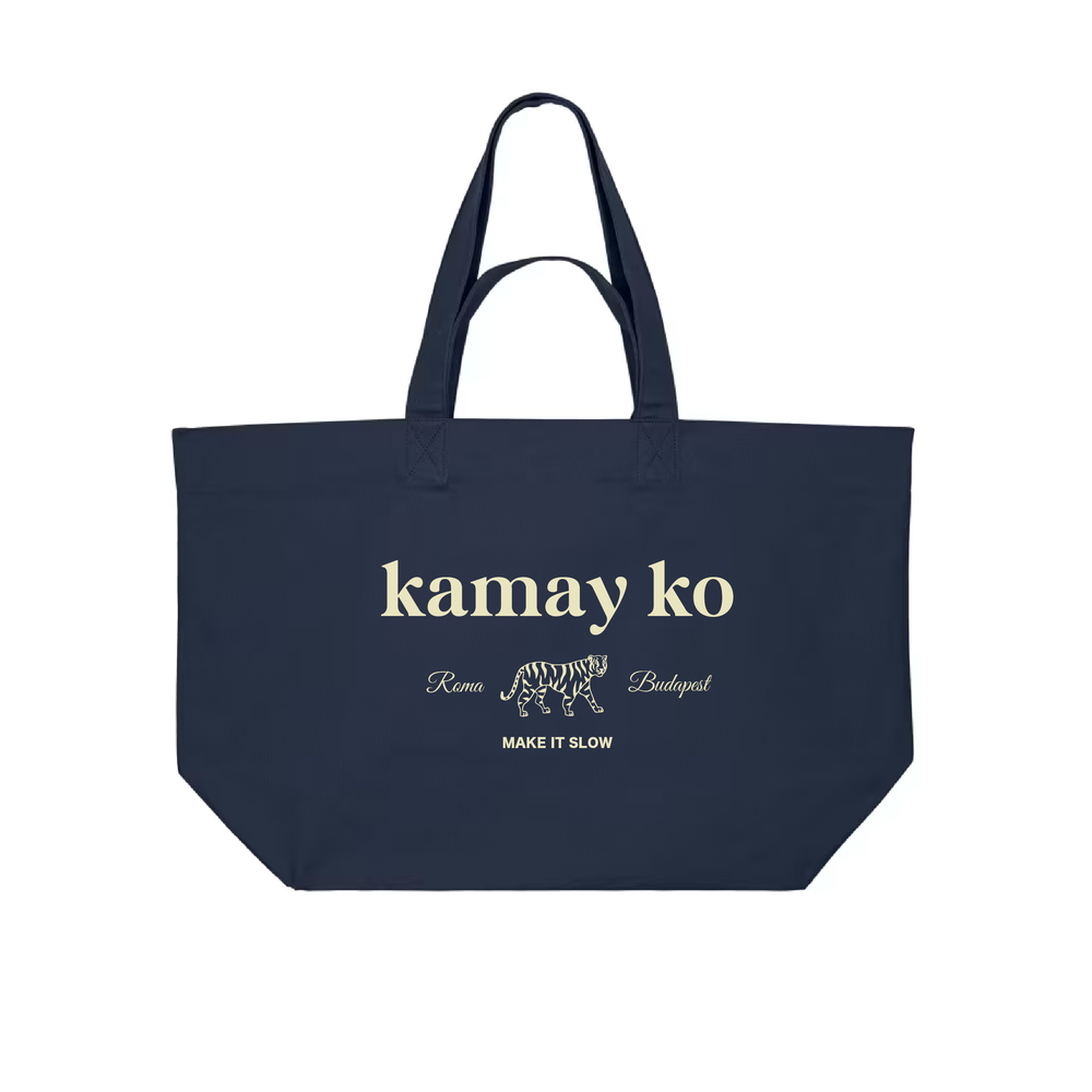 TIGER POWER - Navy canvas shopper