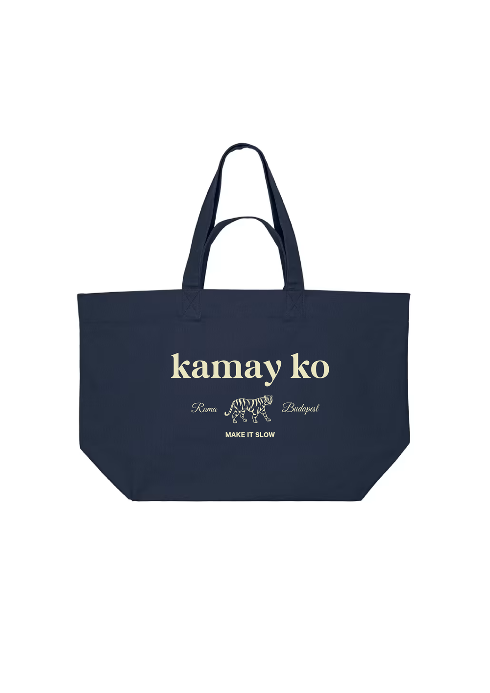 TIGER POWER - Navy canvas shopper