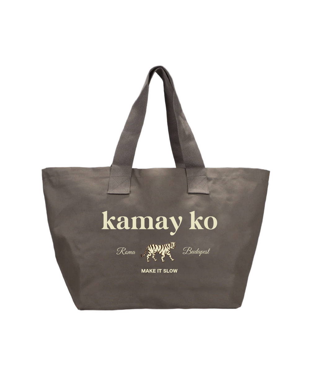 TIGER POWER - Grey canvas shopper