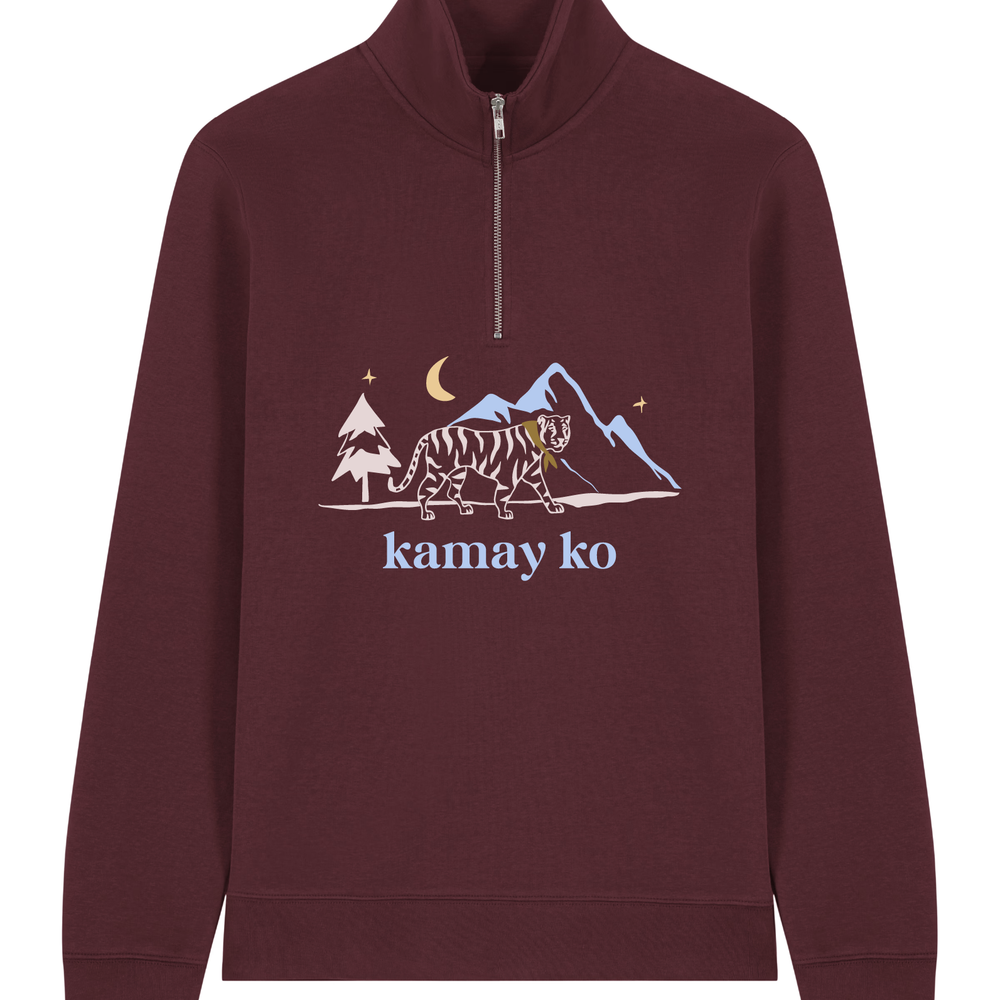 WINTER TIGER - Zip Sweater - Burgundy