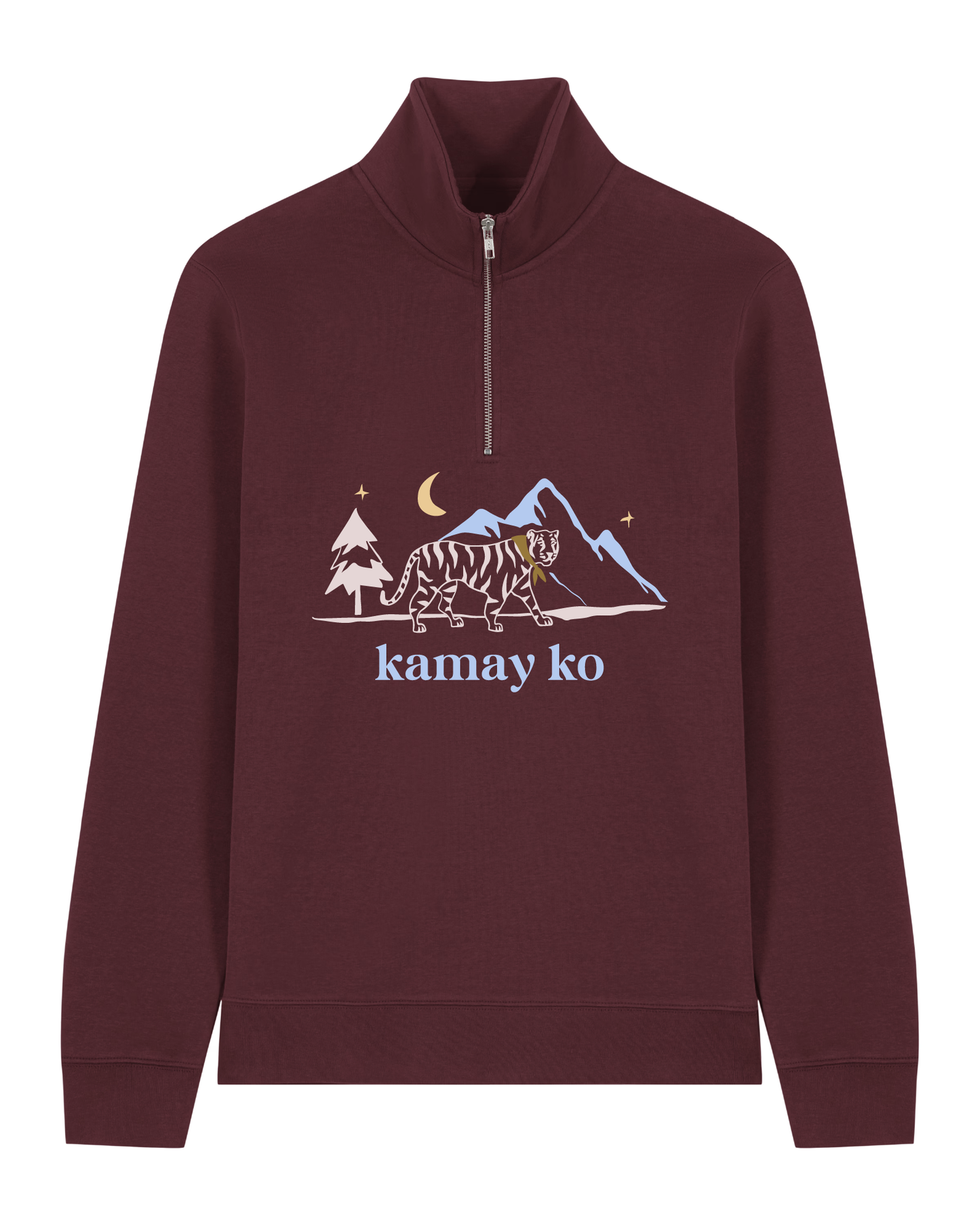 WINTER TIGER - Zip Sweater - Burgundy